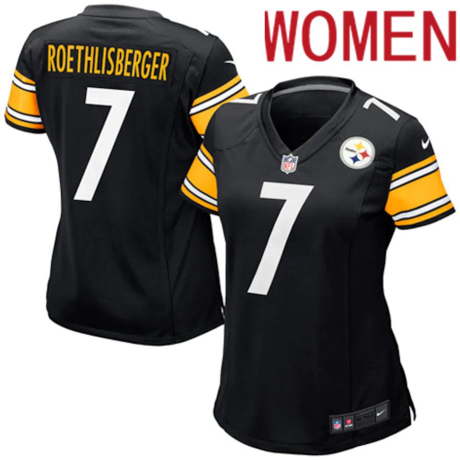 Women Pittsburgh Steelers #7 Ben Roethlisberger Nike Black Game Player NFL Jersey->women nfl jersey->Women Jersey